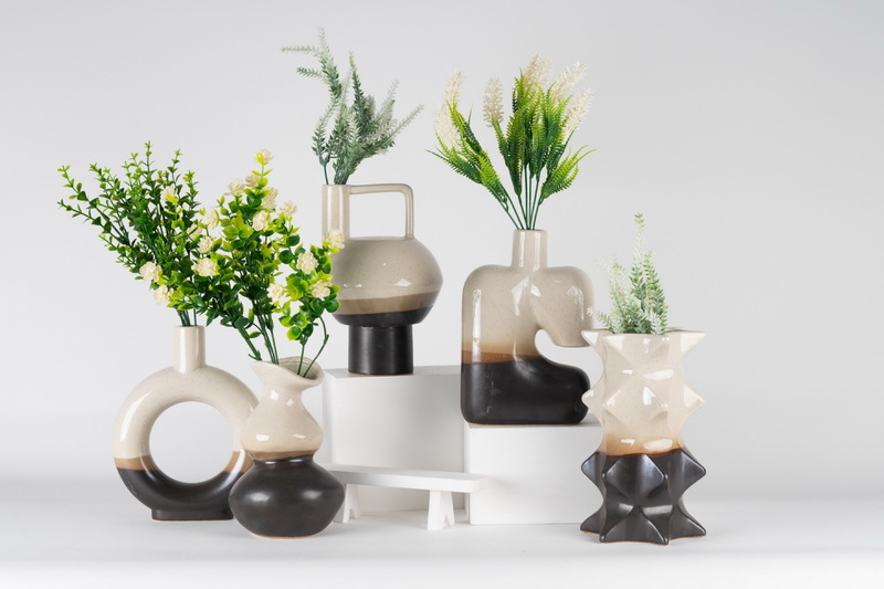 stoneware reactive glaze vases